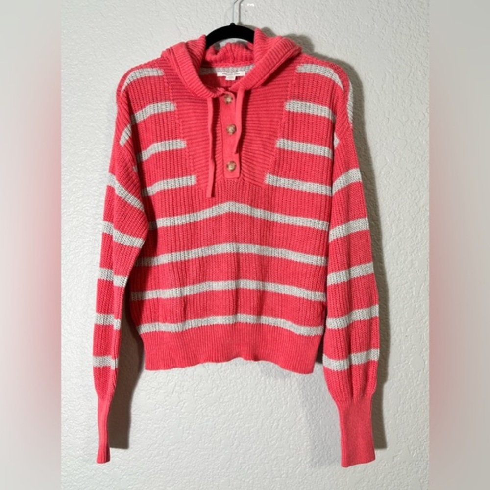 American Eagle knit pull over hooded sweater sample sweater pink gray size small